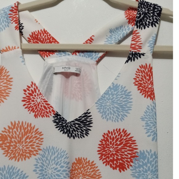 MNG Dress Sleeveless Floral Print Casual Summer Mini Dress White Size S - Picture 8 of 8